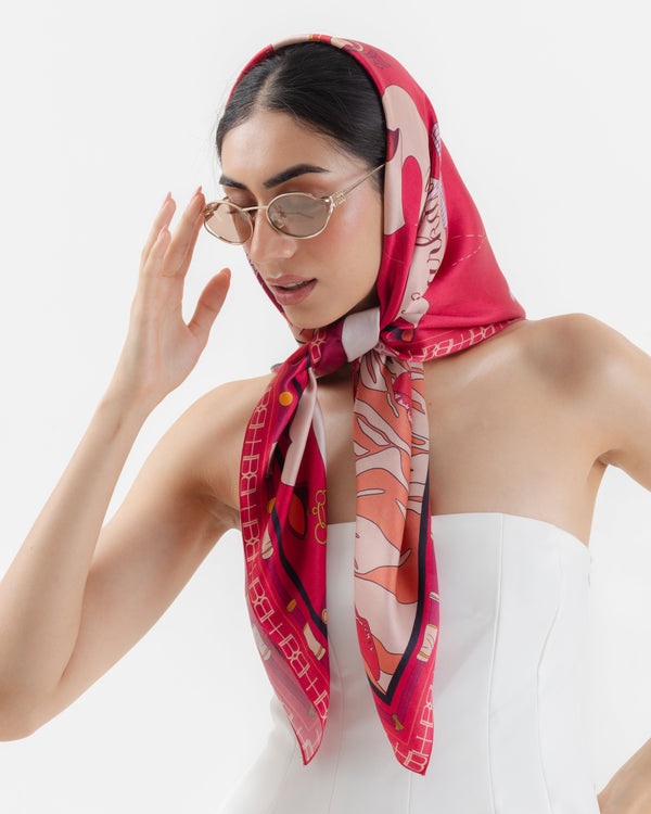 Bond Girl Scarf -Lip Red